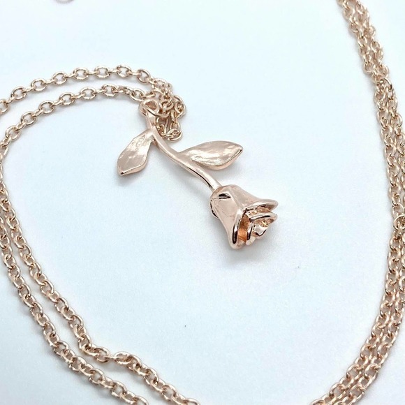 HANGING Rose Stem Rose Gold Necklace - Picture 5 of 8